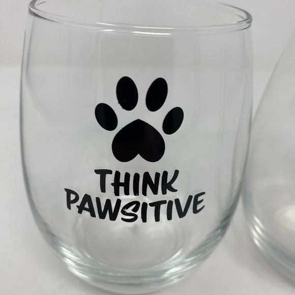 Think Pawsitive Stemless Wine Glasses - Picture 3 of 6